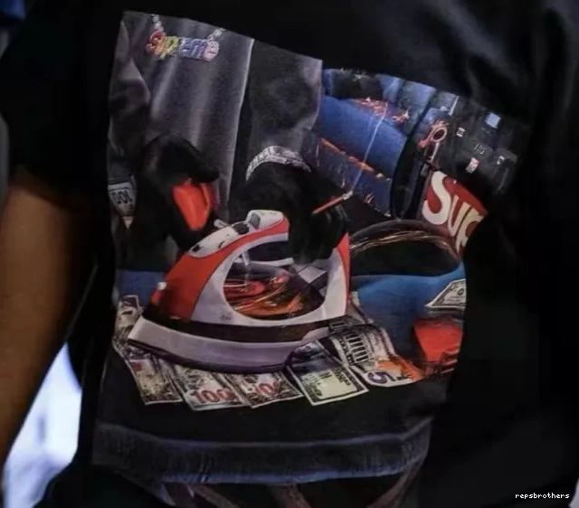 XL L Banknote M Large Tee USD 22SS Short White BLING and Gas Necklace Iron T-shirt Black S Sleeve 0508